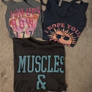 Workout  Graphic Tees Set - Gray, Blue, Black